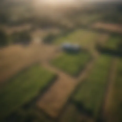 Aerial view of vast agricultural land