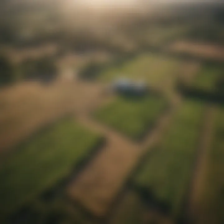 Aerial view of vast agricultural land