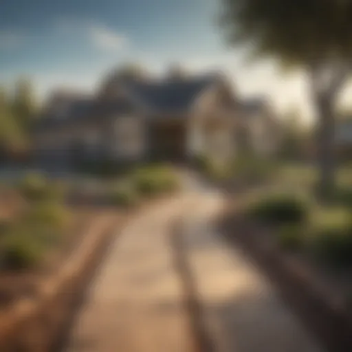 A pathway leading toward a house symbolizing the journey to home ownership post-bankruptcy.