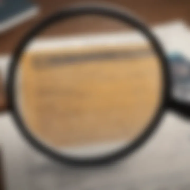 Analyzing a credit report with a magnifying glass