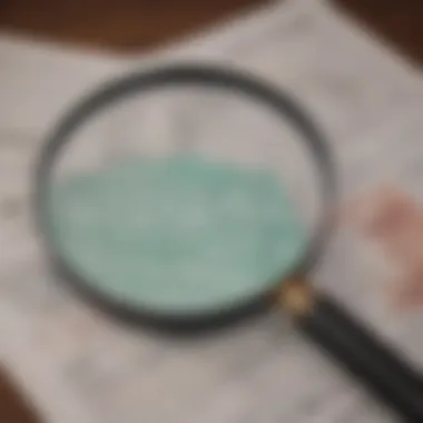 A magnifying glass over financial documents