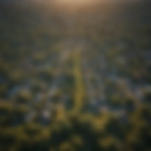 Aerial view of diverse land parcels