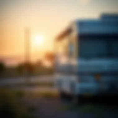 A scenic view of an RV parked in a serene setting, symbolizing freedom and adventure.