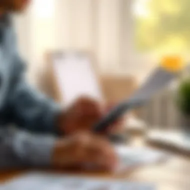 A person reviewing property documents with a calculator