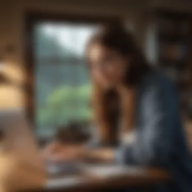 International student studying with a laptop in a cozy environment