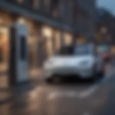 Urban EV Charging Infrastructure Illustration of EV charging infrastructure in urban environment