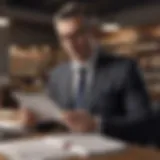 Businessman holding a tablet with tax documents