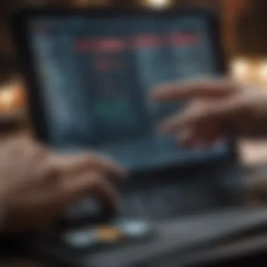 A close-up of a trader's fingers on a touchscreen, executing a trade.